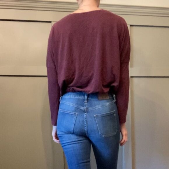 EBERJEY Heather Slouchy Lounge Tee Burgundy Size Small - Picture 4 of 8